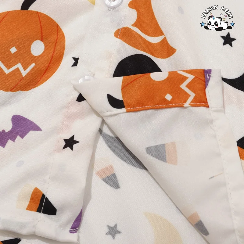 LEZONKIDS - Conjuntos de Roupas de Festa Personalizáveis para Meninos com Camisa de Manga Curta e Gravata Borboleta de Abóbora e Calças com Cinto Elástico de 2 Peças